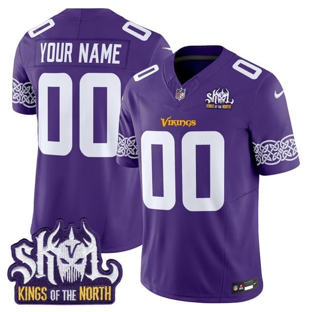 Custom Purple Jersey V2 Minnesota Vikings King Of The North Patch Vapor Limited