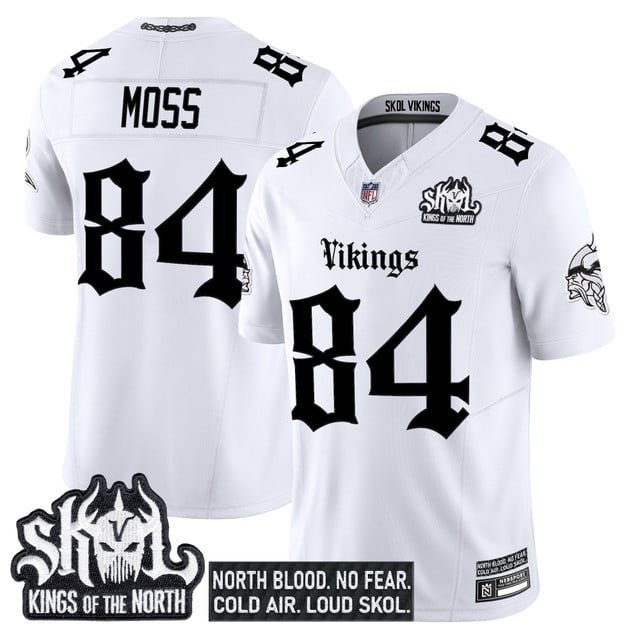 Randy Moss White Jersey Minnesota Vikings 'Gothic Norseblood Edition' Vapor Limited
