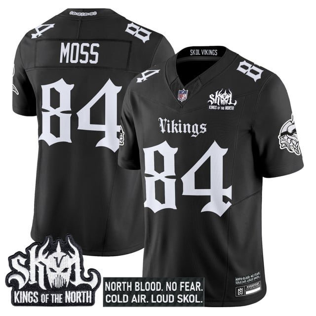 Randy Moss Black Jersey Minnesota Vikings 'Gothic Norseblood Edition' Vapor Limited