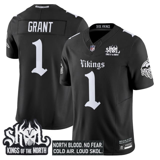 Bud Grant Black Jersey Minnesota Vikings 'Gothic Norseblood Edition' Vapor Limited