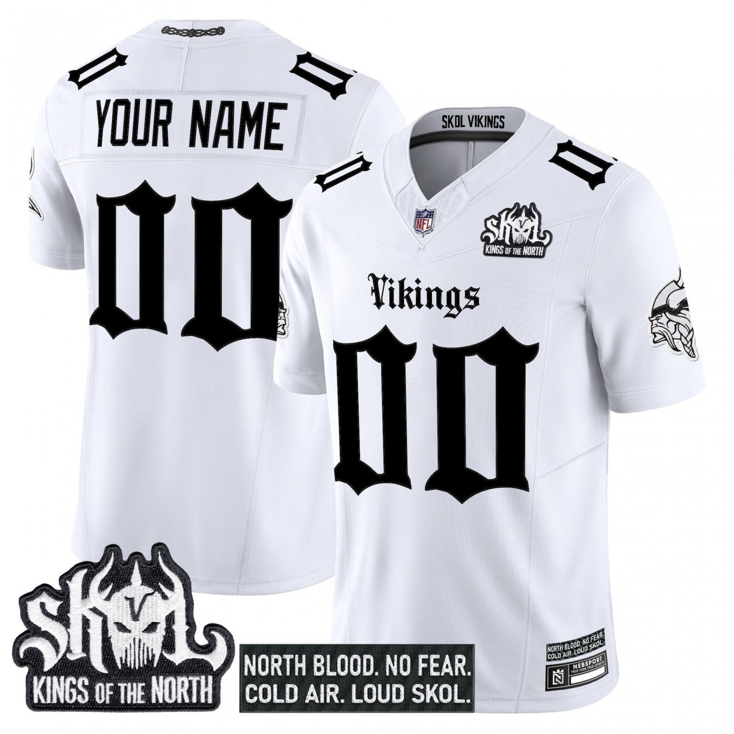 Custom White Jersey Minnesota Vikings 'Gothic Norseblood Edition' Vapor Limited