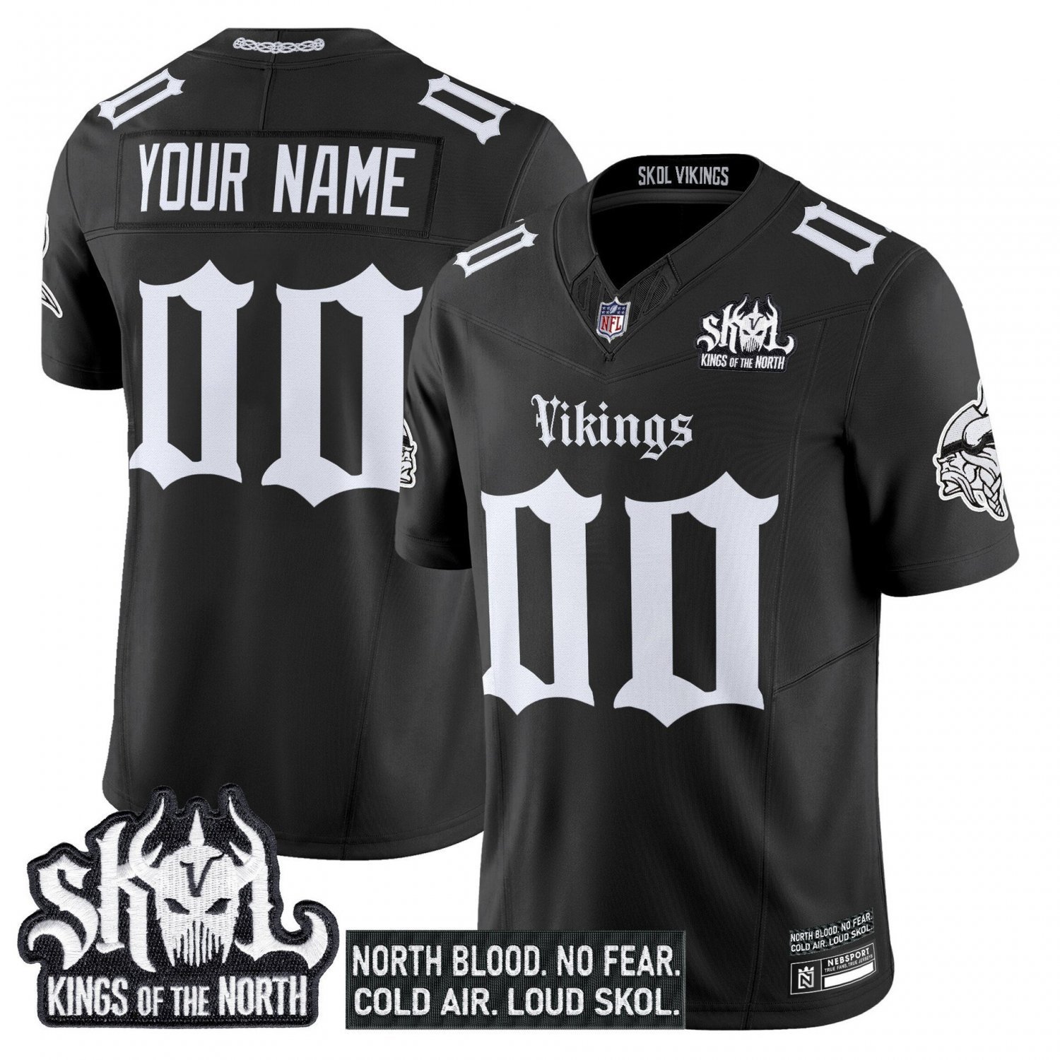 Custom Black Jersey Minnesota Vikings 'Gothic Norseblood Edition' Vapor Limited