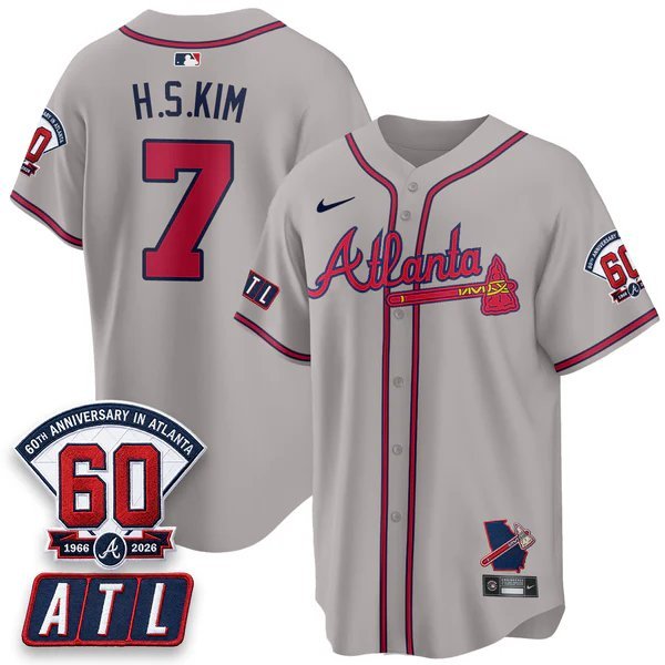 Ha-Seong Kim Gray Baseball Jersey ATL 2026 60th Anniversary All Stitched