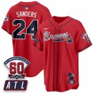 Deion Sanders Red Baseball Jersey ATL 2026 60th Anniversary All Stitched