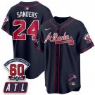 Deion Sanders Navy Baseball Jersey ATL 2026 60th Anniversary All Stitched