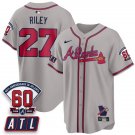 Austin Riley Gray Baseball Jersey ATL 2026 60th Anniversary All Stitched