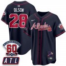 Matt Olson Navy Baseball Jersey ATL 2026 60th Anniversary All Stitched