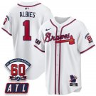 Ozzie Albies White Baseball Jersey ATL 2026 60th Anniversary All Stitched