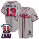 Ronald Acuña Jr. Gray Baseball Jersey ATL 2026 60th Anniversary All Stitched