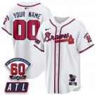 Custom White Baseball Jersey ATL 2026 60th Anniversary All Stitched