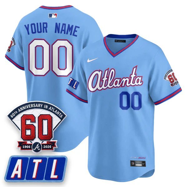 Custom Baseball Jersey ATL 2026 City Connect 60th Anniversary in Atlanta Stitched