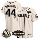 Julio Rodriguez Cream2 Jersey Seattle Mariners 50th Anniversary & AL West Division Champions