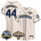Julio Rodriguez Cream Jersey Seattle Mariners 50th Anniversary & AL West Division Champions Stitched
