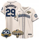 BigDumper Cream Jersey Seattle Mariners 50th Anniversary & AL West Division Champions Stitched