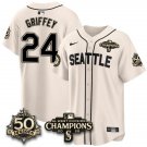 Ken Griffey Cream2 Jersey Seattle Mariners 50th Anniversary & AL West Division Champions Stitched