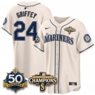 Ken Griffey Cream Jersey Seattle Mariners 50th Anniversary & AL West Division Champions Stitched