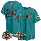 Ken Griffey Teal Jersey Seattle Mariners 50th Anniversary & AL West Division Champions Stitched