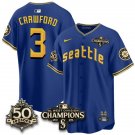 Crawford City C Jersey Seattle Mariners 50th Anniversary & AL West Division Champions Stitched