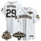 Cal Raleigh White Jersey Seattle Mariners 50th Anniversary & AL West Division Champions Stitched