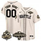 Custom Cream2 Jersey Seattle Mariners 50th Anniversary & AL West Division Champions Stitched