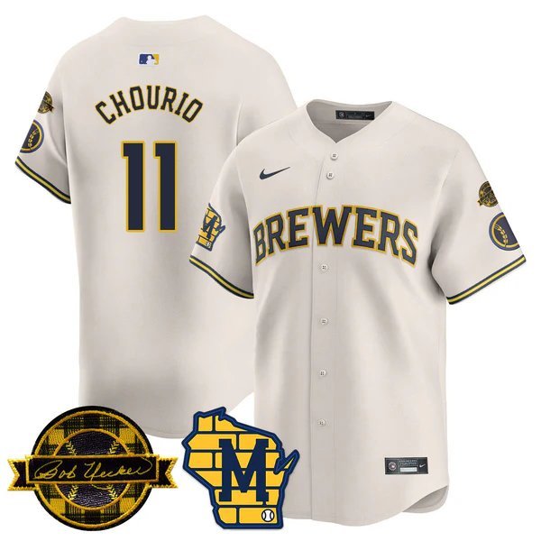 Jackson Chourio - 11 Cream Baseball Jersey MIL 2026 Limited All Stitched