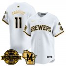 Jackson Chourio - 11 White Gold Baseball Jersey MIL 2026 Limited All Stitched