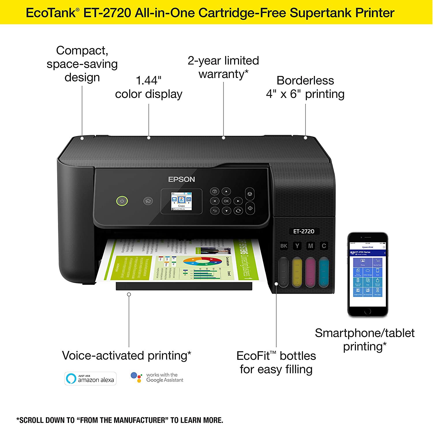Epson Ecotank Et 2720 Wireless Color All In One Supertank Printer 8943