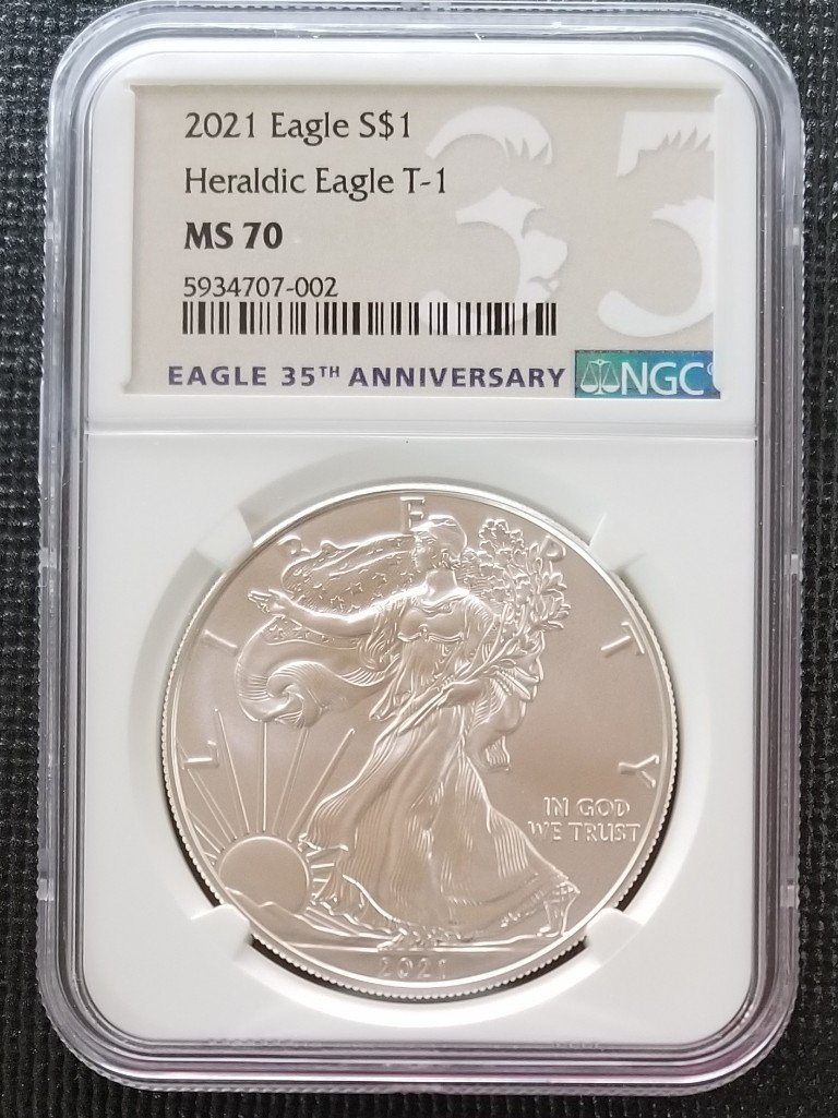 2021 Eagle S$1 Heraldic Eagle T-1  MS70 NGC