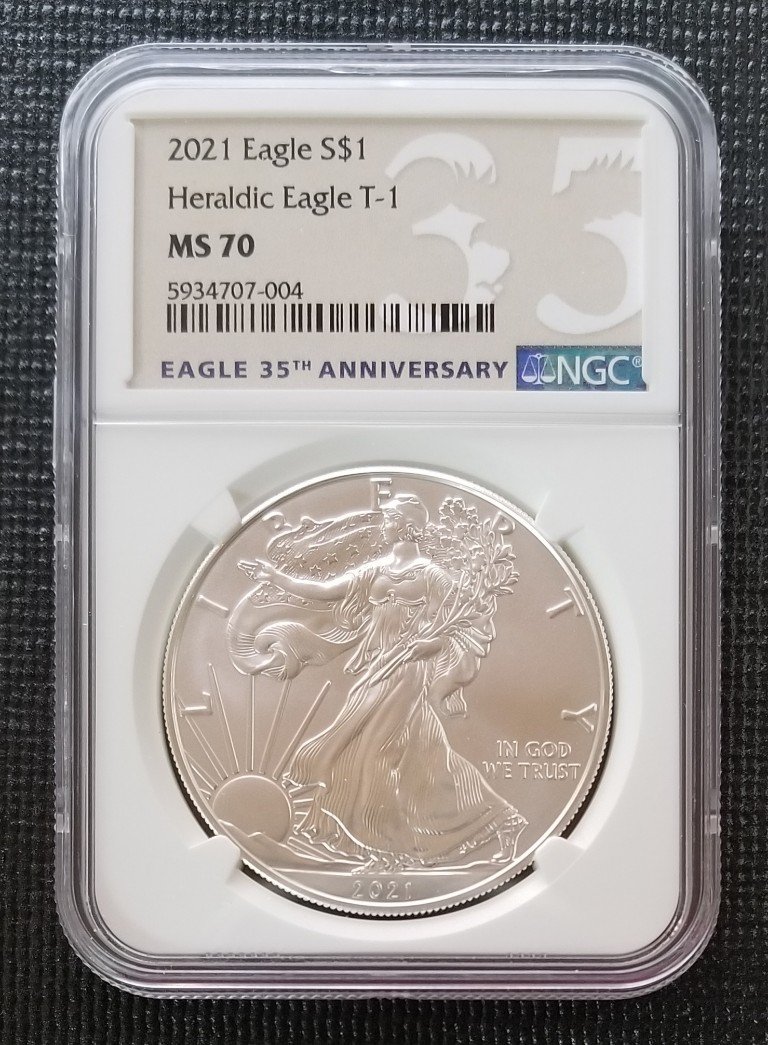 2021 Eagle S$1 Heraldic Eagle T-1  MS70 NGC