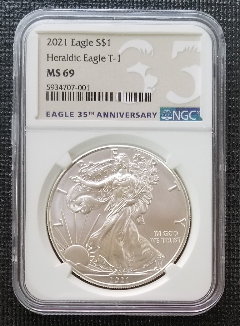 2021 Eagle S$1 Heraldic Eagle T-1  MS69 NGC
