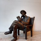 Realistic  Sculpture, Bronze Statue of sitting man with a book