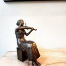 Realistic Bronze Sculpture, a Bronze Statue of  a young girl playing the violin