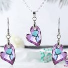 Purple Iridescent Hearts Necklace Earring Set SKU 1634B