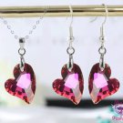 Ruby Hearts Necklace Earring Set SKU 1634A