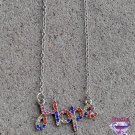 Multi-color Rhinestone Hope Necklace Silver SKU 1906B