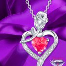 Red Rhinestone Heart and Rose Necklace SKU 1558
