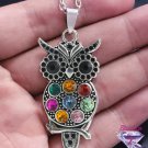 Multicolor Rhinestone Owl Necklace SKU 1630