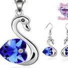 Sapphire Swan Necklace Earring Set SKU 1589