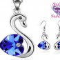 Sapphire Swan Necklace Earring Set SKU 1589