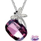 Rhinestone Dragonfly on Amethyst Necklace SKU 1583