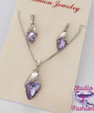 Lavender Drop Necklace Earring Set SKU 1528