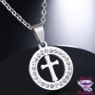 Cross in Circle and Rhinestone Necklace SKU 1445