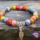 Fall Fashion Ceramic Bead Leaf Bracelet 1393