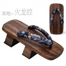 JAPANESE Kimono Zori Geta Sandals Brown shoe plate fire dragon pattern shoelaces