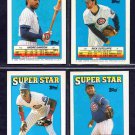 4 Chicago Cubs 1988 Topps Super Star Cards Andre Dawson Lee Smith Rick Sutcliffe Shawon Dunston