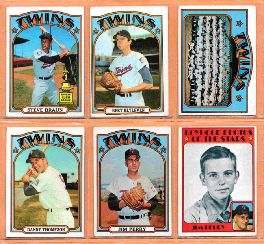 1972 Topps Minnesota Twins Team Lot 20 diff Bert Blyleven Jim Perry Danny Thompson Team Card !