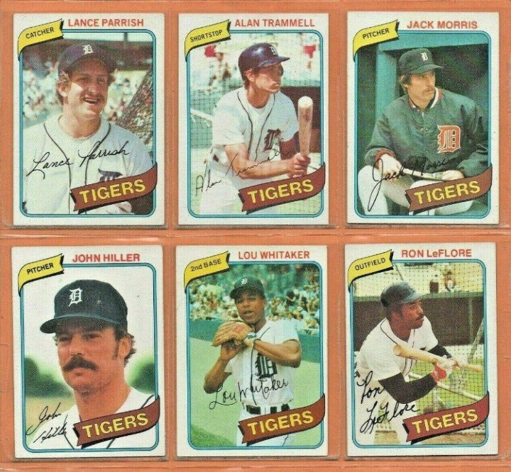 1980 Topps Detroit Tigers Team Lot Team Set 21 Alan Trammell Jack Morris Lance Parrish !