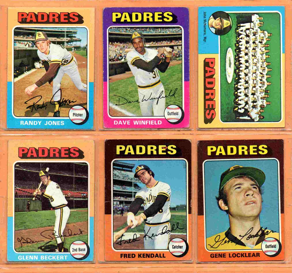 1975 Topps San Diego Padres Team Lot 11 diff Dave Winfield Randy Jones Team Card !