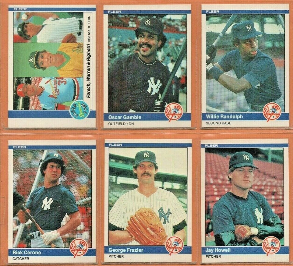1984 Fleer New York Yankees Team Lot 14 diff Don Baylor Willie Randolph Dave Righetti