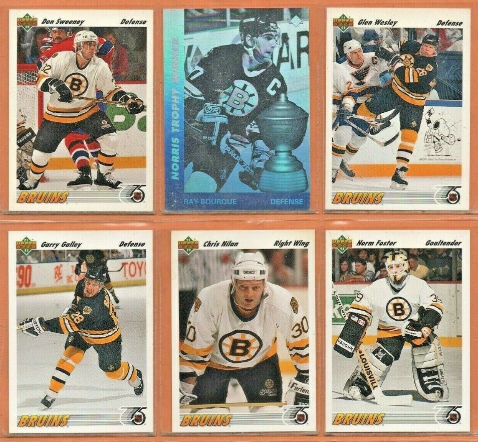 1991 Upper Deck Boston Bruins Team Lot 17 Ray Bourque Glen Murray RC Chris Nilan Glen Wesley !